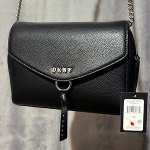 Dkny Lola Flap Leather Crossbody Black/Silver